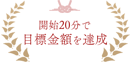 開始20分で目標金額を達成